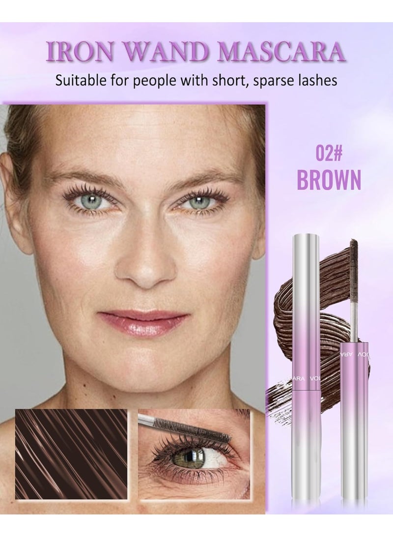 Lestpola Washable Metal Rod Mascara, Brown Waterproof Tubing Mascara Volume and Length, 3D Curling Iron Wand, Long Lasting Smudge-Proof Non Clumping Lengthening Fiber Lashes Máscara Eye Makeup for Women-02 - Image 2